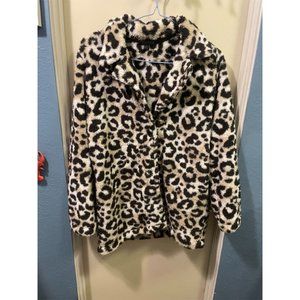 P.J. Salvage Leopard Print Cozy Cardigan Sz L
